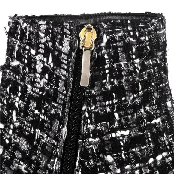 NEW  L'AGENCE Women's EU 40 (US 9-9.5) Aimee Tweed Booties, Black Metallic Tweed - Picture 4 of 6